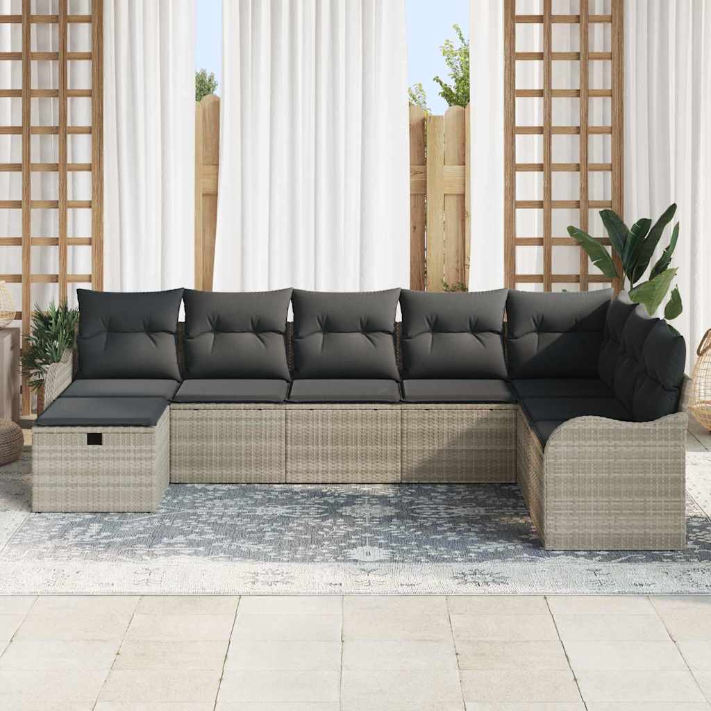 Garten-Sofa-Set mit Kissen 8 pcs Hellgrau 287,5 x 177,5 x 85 cm